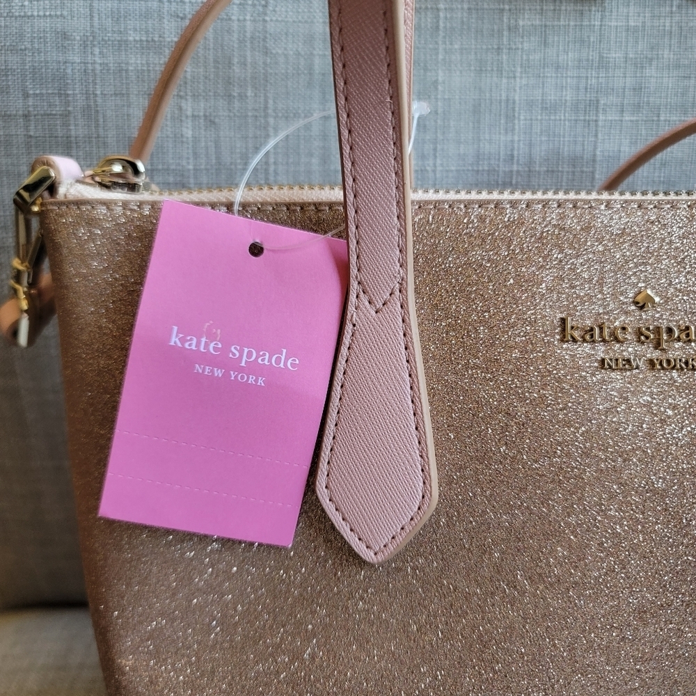 Kate Spade Bag Joeley Small Satchel Pink Glitter Rose Gold - Picture 3 of 11